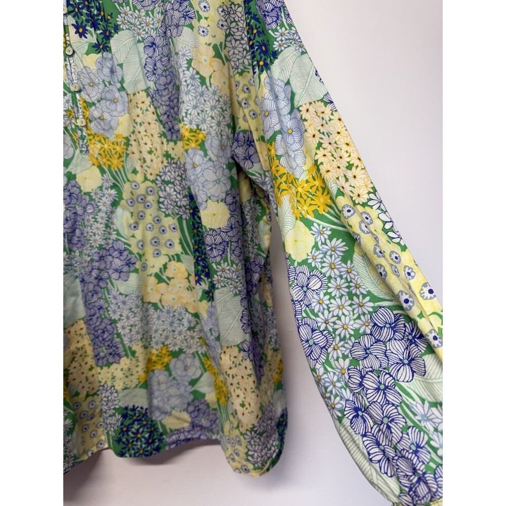 Talbots Plus Blouse Band Collar Popover Cluster Garden Floral Lightweight Top 3X - Picture 5 of 16